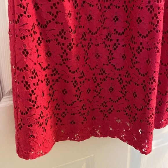 Deletta Anthropologie Sleeveless Lace Hot Pink Skater Style Dress Size Large - Picture 5 of 10